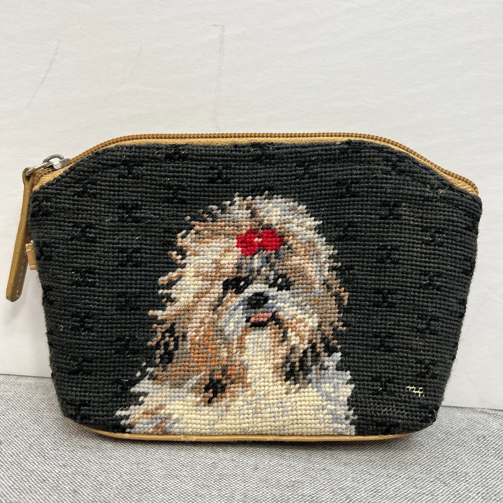 Kompany Maltese Tapestry Dog Design Toiletry Make-Up Coin Jewelry Bag Pouch